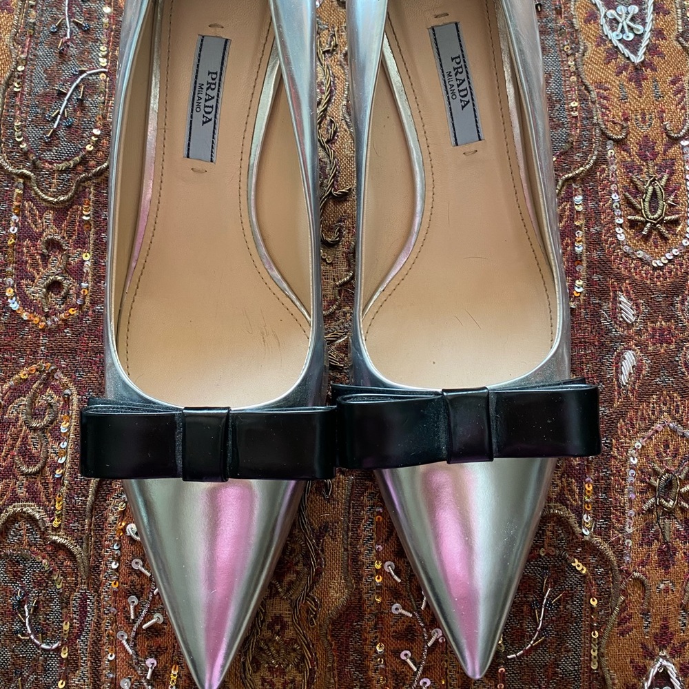 Silver Prada Kitten Heals